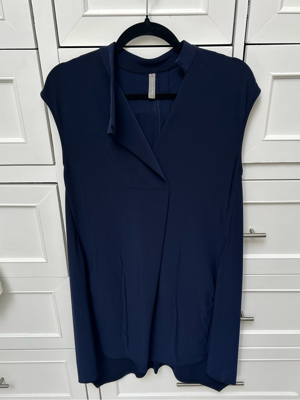 Last Tango Navy Cap-Sleeve Midi Dress with Notch V-Neck